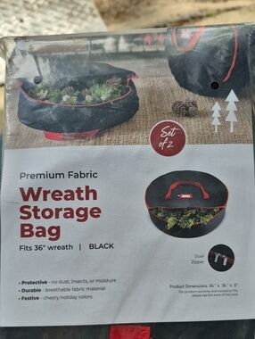 Premium Black Wreath Storage Bag - Set of 2